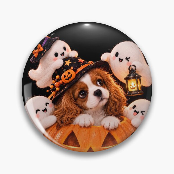 Item preview, Halloween Cavalier King Charles Spaniel with Cute Ghosts and Pumpkin designed and sold by ManJiangHong.