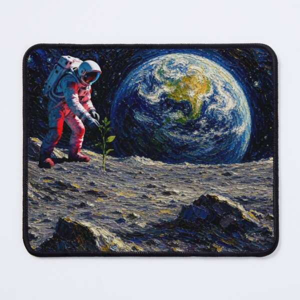 Item preview, Van Gogh Style Astronaut Planting Hope on Moon - Impressionist Space Art designed and sold by Ahmed Boss.