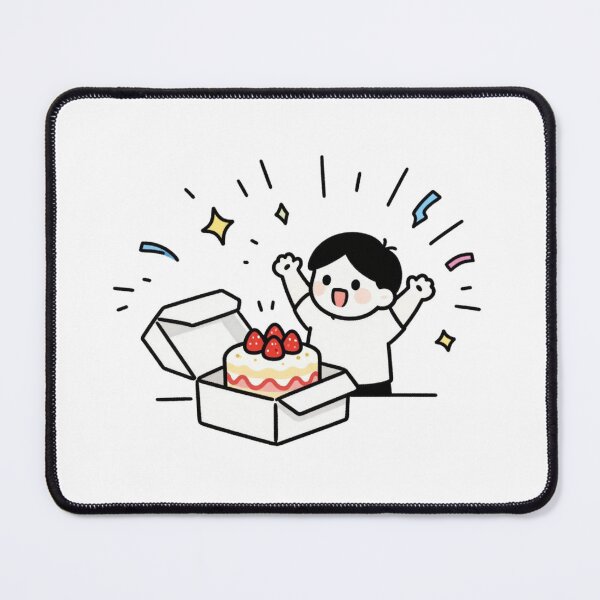 Item preview, Surprise Strawberry Cake - Cute Kawaii Emotional Doodle designed and sold by CrazySTK.