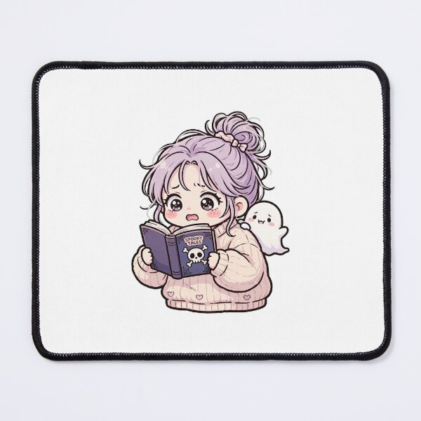 Item preview, Horror Book Spooky - Cute Girl Reading Horror with Ghost - Scary Book Lover Gift - Horror Bookish Sticker designed and sold by Cozy Book Club.