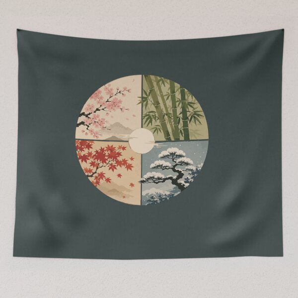 Item preview, Japanese Four Seasons – Cherry Blossom, Bamboo, Maple and Pine designed and sold by SimplePoDesign.