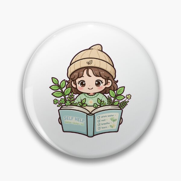 Item preview, Self Help Book Growth - Cute Girl Reading Self Improvement with Plants - Self Help Book Lover Sticker designed and sold by Cozy Book Club.