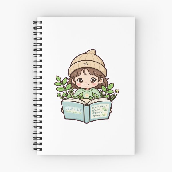 Item preview, Self Help Book Growth - Cute Girl Reading Self Improvement with Plants - Self Help Book Lover Sticker designed and sold by Cozy Book Club.