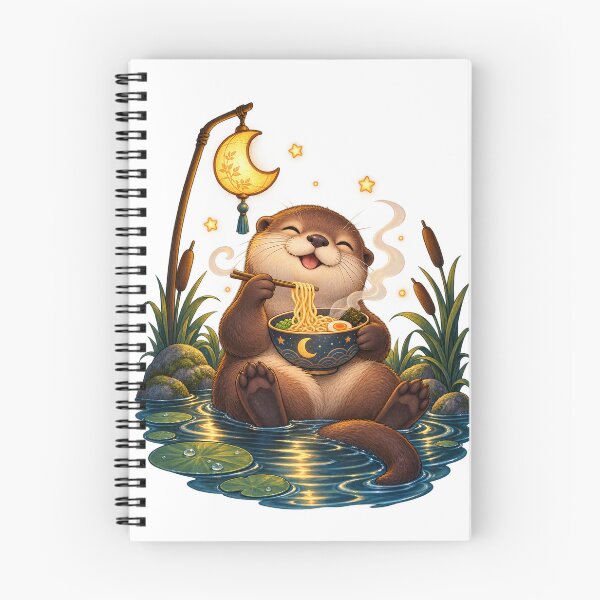 Item preview, Otter enjoys noodles under a moon lantern designed and sold by SasukiMedia.