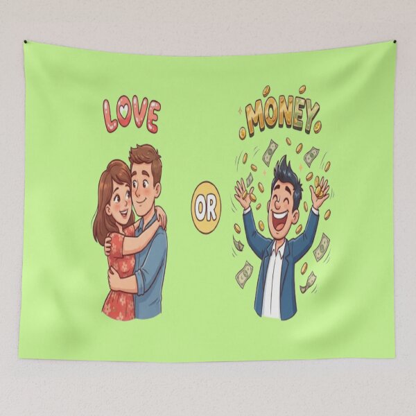 Item preview, Love or Money Funny Cartoon Dilemma Choice Art designed and sold by AfresStudio.