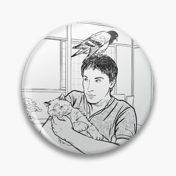 Item preview, Cat, pigeon, animal, love, peace, black and white, Japan designed and sold by citravisuel.