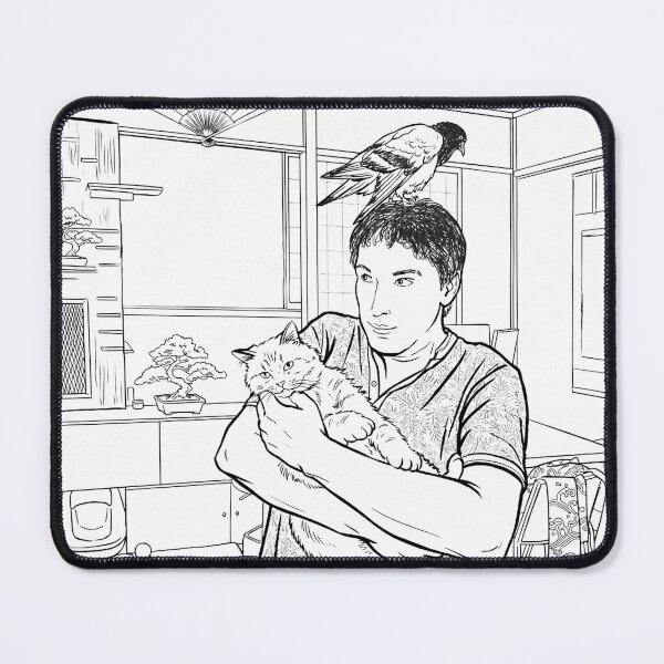 Item preview, Cat, pigeon, animal, love, peace, black and white, Japan designed and sold by citravisuel.