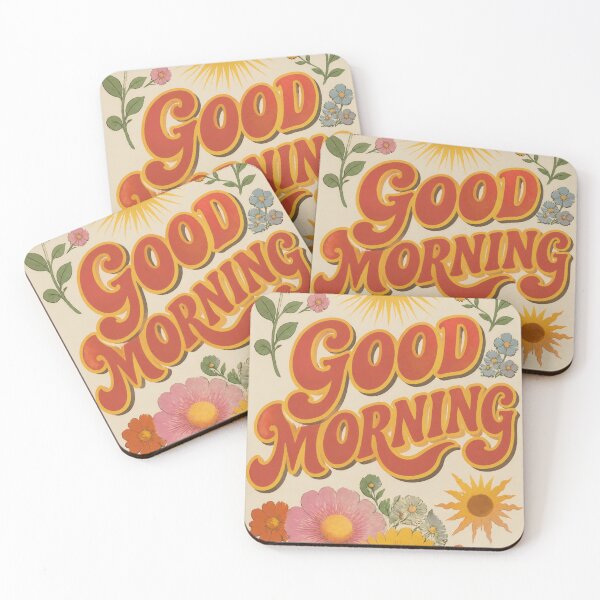 Item preview, Good Morning Retro 70s Vintage Floral Poster Print | Groovy Boho Sunshine Typography Sticker Magnet designed and sold by HOODYBUDSTYLES.