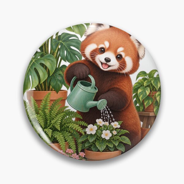Item preview, Red panda tends to his houseplants designed and sold by SasukiMedia.