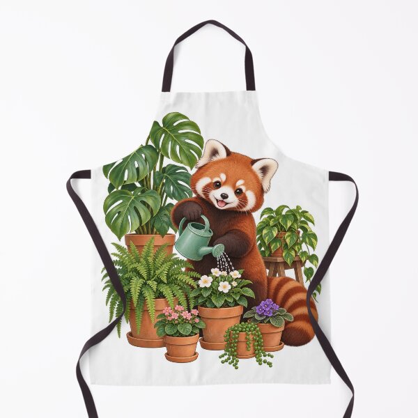 Item preview, Red panda tends to his houseplants designed and sold by SasukiMedia.