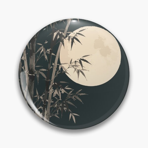 Item preview, Japanese Bamboo Under a Full Moon – Moonlit Nature Art designed and sold by SimplePoDesign.