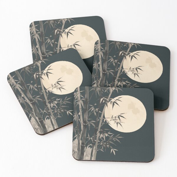 Item preview, Japanese Bamboo Under a Full Moon – Moonlit Nature Art designed and sold by SimplePoDesign.
