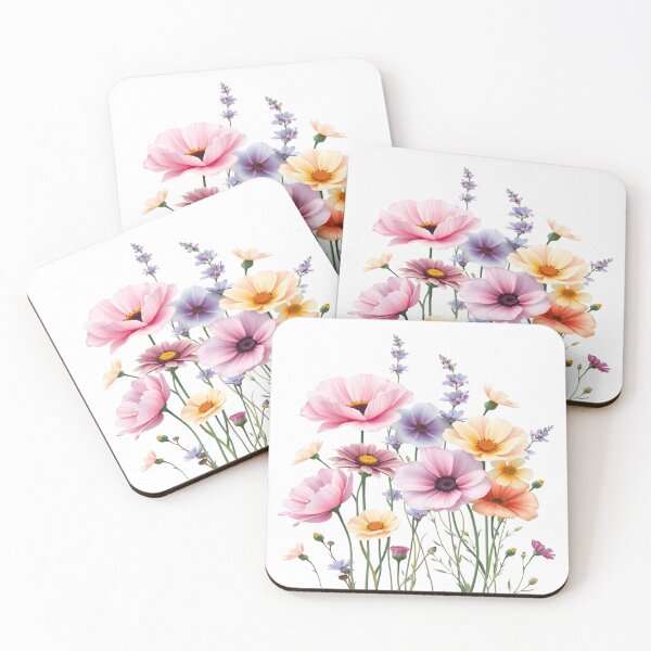 Item preview, Vintage Illustration of Wild Flowers, Botanical Bloom, Flower Garden, Cosmos Flowers, Yellow Flowers, Floral, Patterns designed and sold by Matt_Smith.