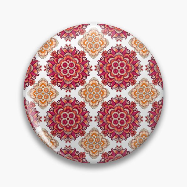 Item preview, Boho Floral Mandala Pattern – Burgundy Pink & Orange Ornamental Flower Design designed and sold by Mousy17.