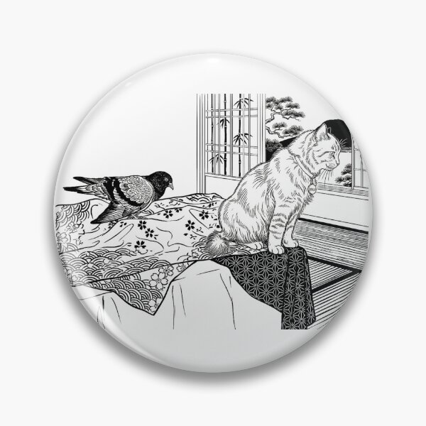 Item preview, Cat, pigeon, animal, love, peace, black and white, Japan designed and sold by citravisuel.