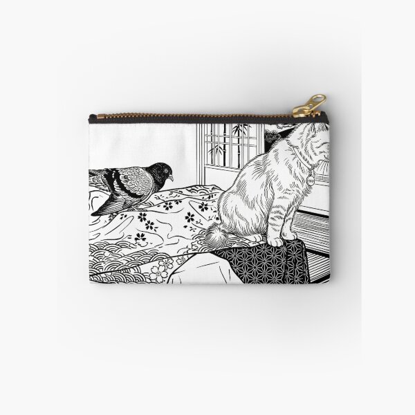 Item preview, Cat, pigeon, animal, love, peace, black and white, Japan designed and sold by citravisuel.