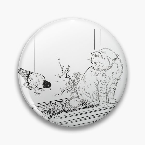 Item preview, Cat, pigeon, animal, love, peace, black and white, Japan designed and sold by citravisuel.