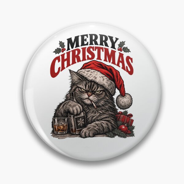 Item preview, Grumpy Black Cat Merry Christmas Whiskey Santa designed and sold by CrazySzoopWorld.