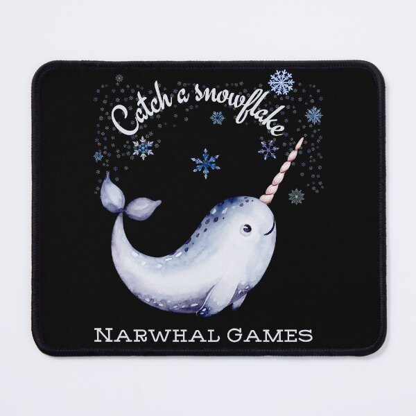 Item preview, Cute Narwhal in the North Pole | Catch a Snowflake Winter Narwhal Fun | Light Ink Edition designed and sold by SunandShade.