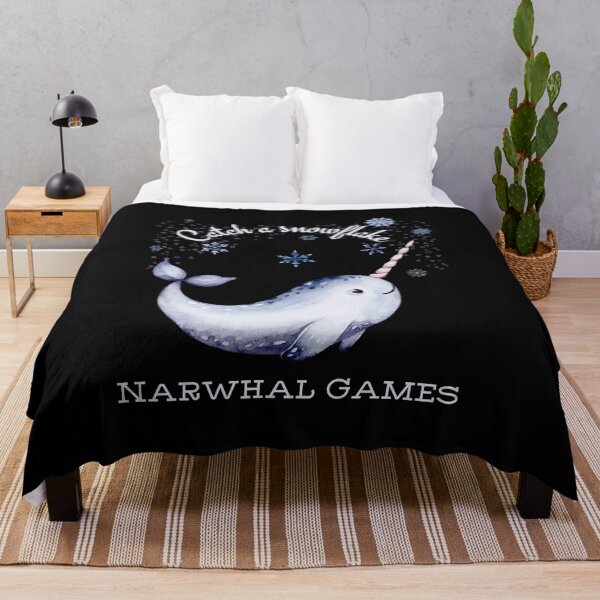 Item preview, Cute Narwhal in the North Pole | Catch a Snowflake Winter Narwhal Fun | Light Ink Edition designed and sold by SunandShade.