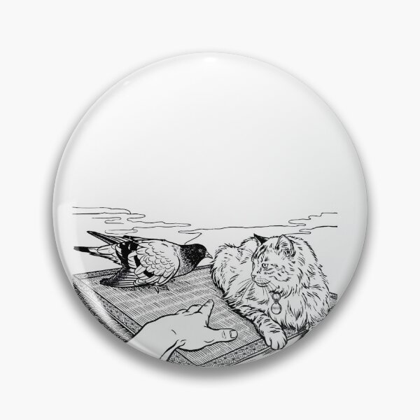 Item preview, Cat, pigeon, animal, love, peace, black and white, Japan designed and sold by citravisuel.