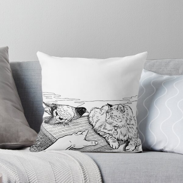Item preview, Cat, pigeon, animal, love, peace, black and white, Japan designed and sold by citravisuel.