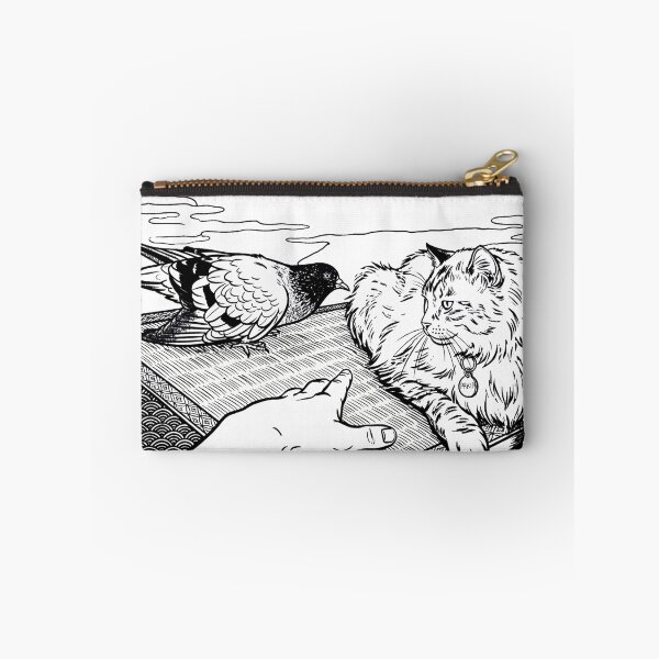 Item preview, Cat, pigeon, animal, love, peace, black and white, Japan designed and sold by citravisuel.