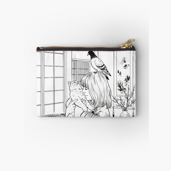Item preview, Cat, pigeon, animal, love, peace, black and white, Japan designed and sold by citravisuel.