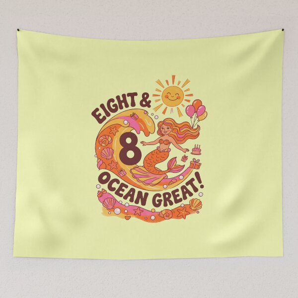 Item preview, Eight & Ocean Great! 8th Birthday – Mermaid on a Wave Ocean Design designed and sold by Sea Gem.