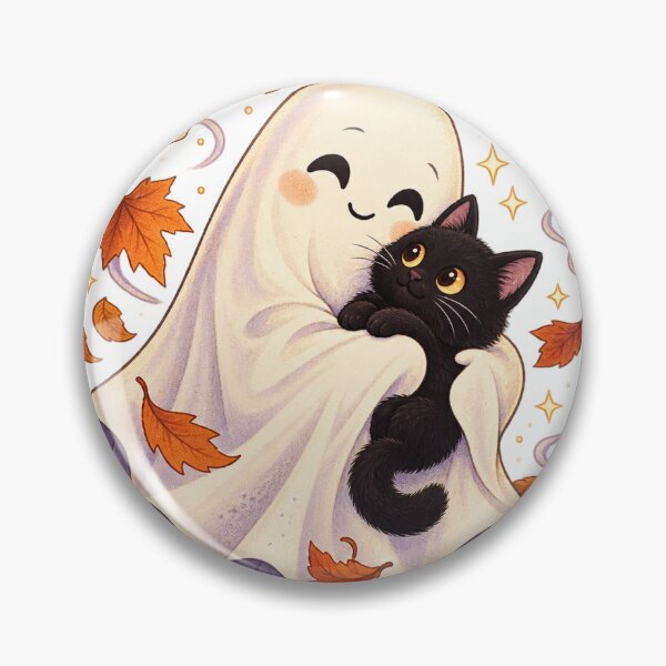 Item preview, Ghost and Black Cat | Cute Spooky Season Autumn Friendship Art designed and sold by DmaarGroup.
