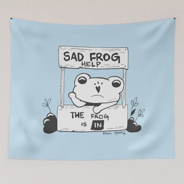 Item preview, Sad Frog Help Desk - Fine Line Black and White Digital Art designed and sold by ThaisMelo.
