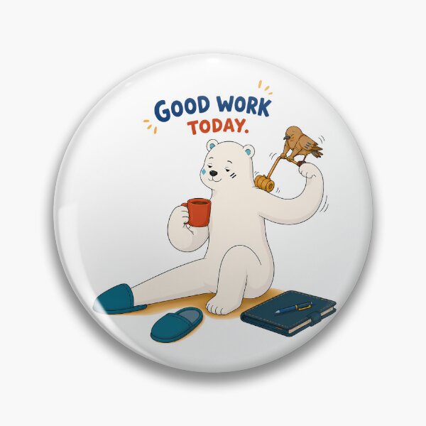 Item preview, Good Work Today Bear with Coffee and Bird designed and sold by LazyPaw Design.