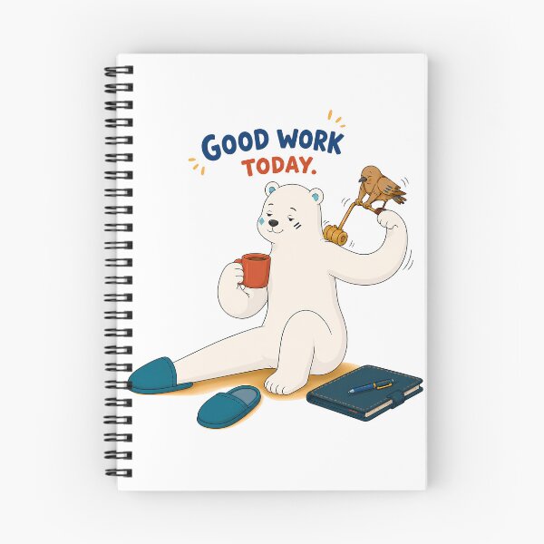 Item preview, Good Work Today Bear with Coffee and Bird designed and sold by LazyPaw Design.