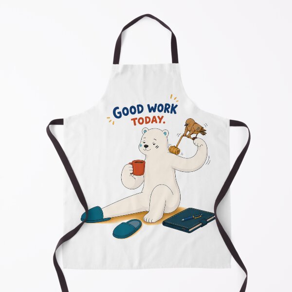 Item preview, Good Work Today Bear with Coffee and Bird designed and sold by LazyPaw Design.