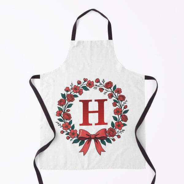 Item preview, Red Letter H Floral Wreath Monogram designed and sold by ITCHAWAWAA.