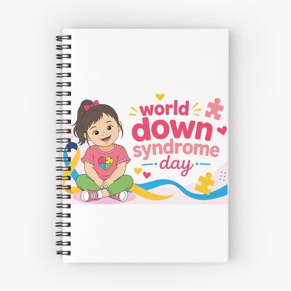 Item preview, World Down Syndrome Day banner with happy girl, colorful puzzle pieces and awareness symbols designed and sold by JrNergal.