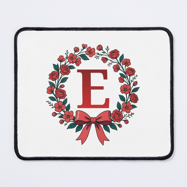 Item preview,  Red Letter E Floral Wreath Monogram designed and sold by ITCHAWAWAA.