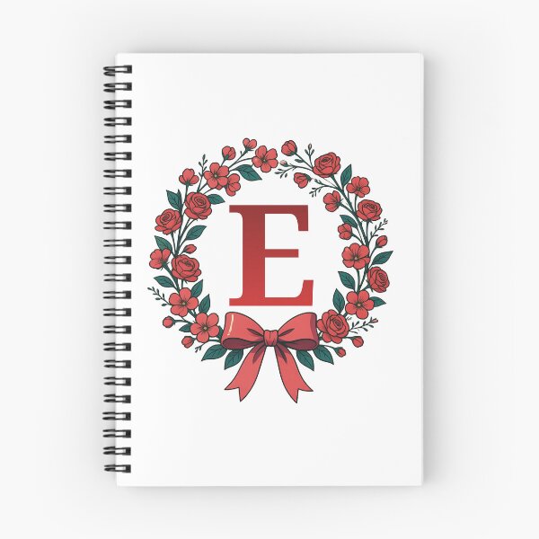 Item preview,  Red Letter E Floral Wreath Monogram designed and sold by ITCHAWAWAA.