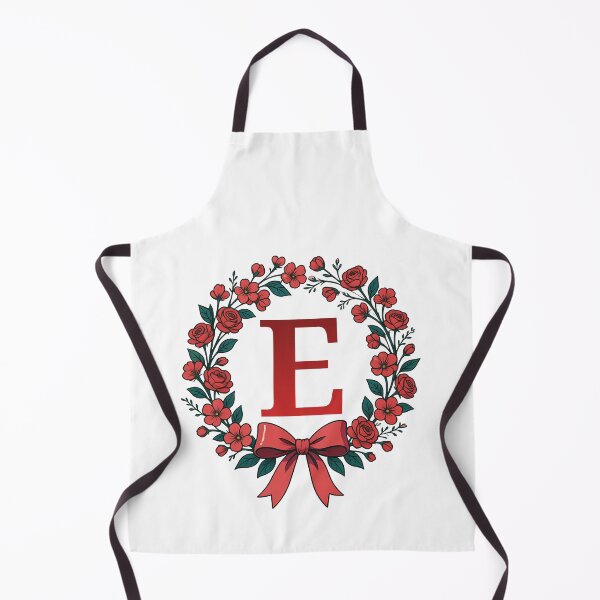 Item preview, Red Letter E Floral Wreath Monogram designed and sold by ITCHAWAWAA.