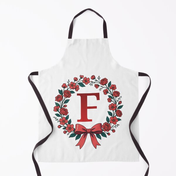 Item preview, Red Letter F Floral Wreath Monogram designed and sold by ITCHAWAWAA.