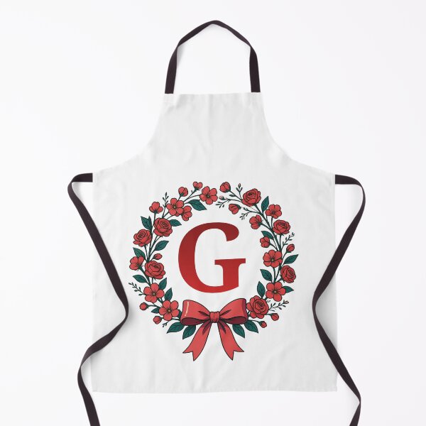 Item preview, Red Letter G Floral Wreath Monogram designed and sold by ITCHAWAWAA.