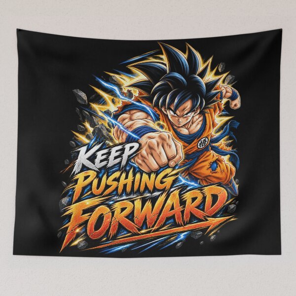 Item preview, Keep Pushing Forward – Anime Motivation Warrior Design designed and sold by ArtisticHeart21.