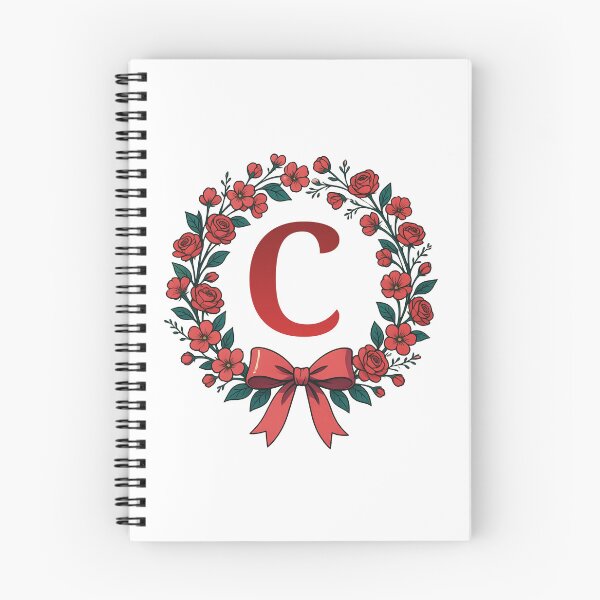 Item preview, Red Letter C Floral Wreath Monogram designed and sold by ITCHAWAWAA.