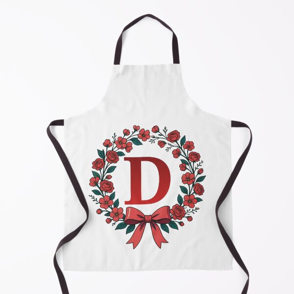 Item preview, Red Letter D Floral Wreath Monogram designed and sold by ITCHAWAWAA.