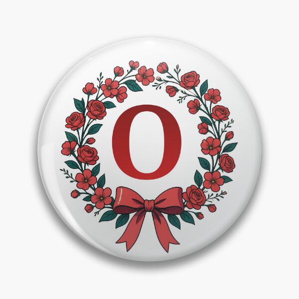 Item preview, Red Letter O Floral Wreath Monogram designed and sold by ITCHAWAWAA.