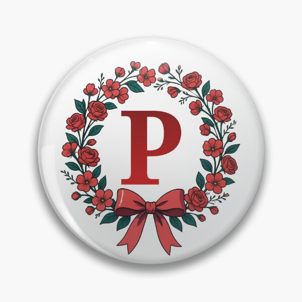 Item preview, Red Letter P Floral Wreath Monogram designed and sold by ITCHAWAWAA.