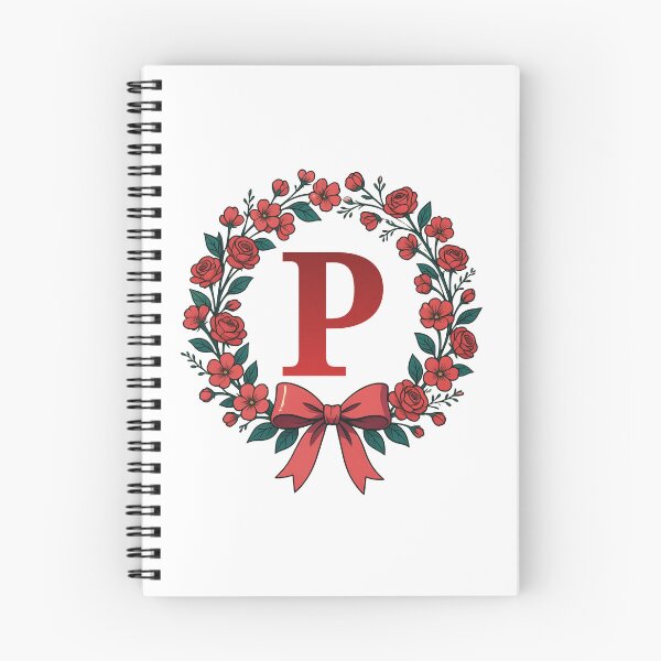 Item preview, Red Letter P Floral Wreath Monogram designed and sold by ITCHAWAWAA.