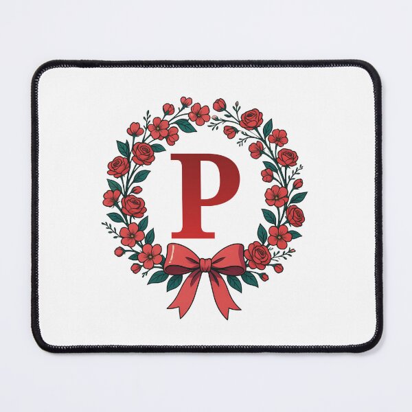 Item preview, Red Letter P Floral Wreath Monogram designed and sold by ITCHAWAWAA.