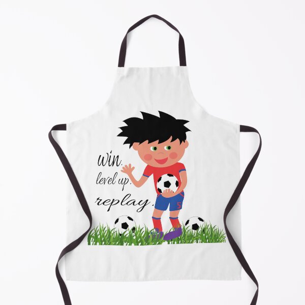Item preview, Cute Kids Soccer Player Illustration with "Win Level Up Replay" Typography designed and sold by Carftora786.