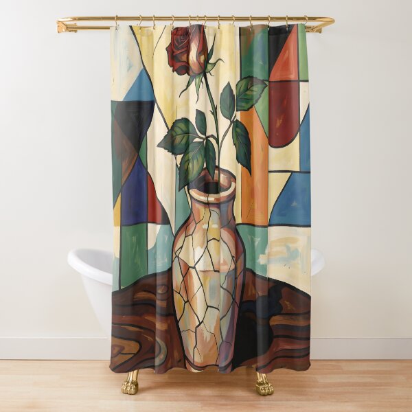 Item preview, Geometric Rose in Kintsugi Vase Art designed and sold by Serene Strokes Art.